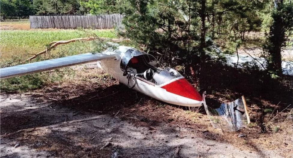Miejsce wypadku szybowca SZD-51-1 Junior w miejscowości Rapy Dylańskie (fot. Aeroklub Ziemi Zamojskiej)