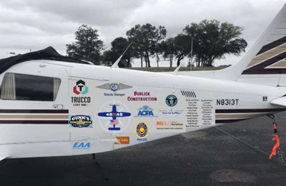 Piper PA-32R wykorzystany do bicia rekordu lądowania w 48 stanach USA, fot. Youtube