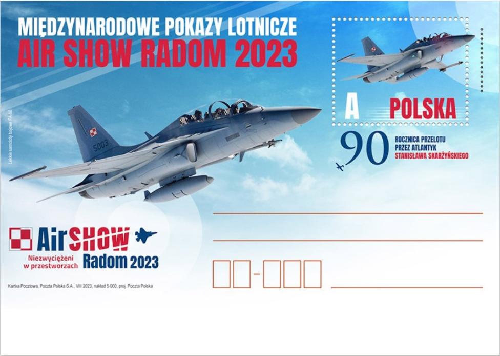 Międzynarodowe Pokazy Lotnicze Air Show Radom 2023 - kartka pocztowa (fot. Poczta Polska)