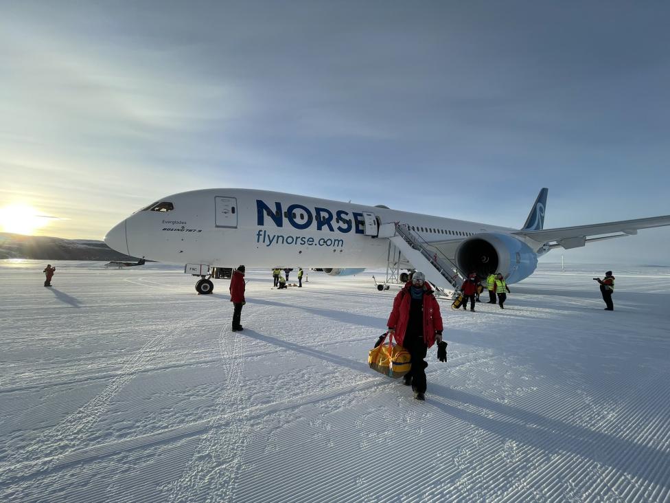 B787 linii Norse Atlantic Airways na Antarktydzie, fot. twitter