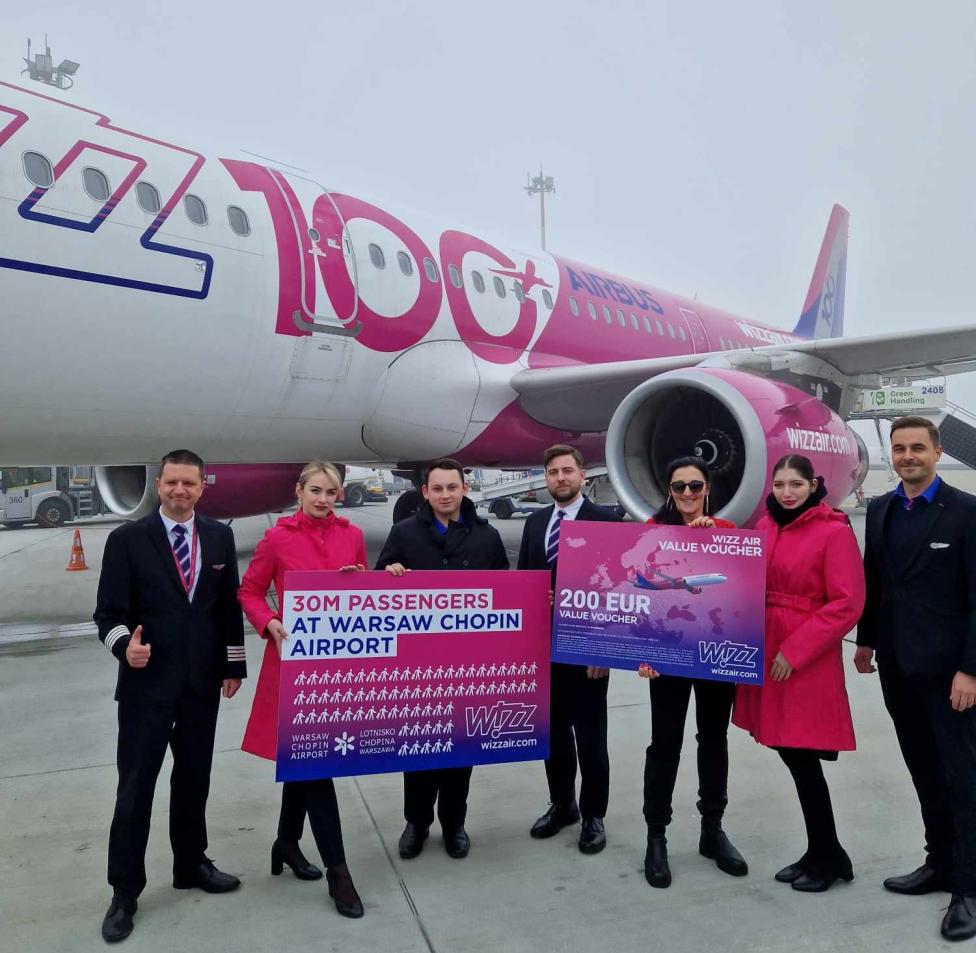 Linie lotnicze Wizz Air przewiozły 30-milionowego pasażera na Lotnisku Chopina (fot. Wizz Air)