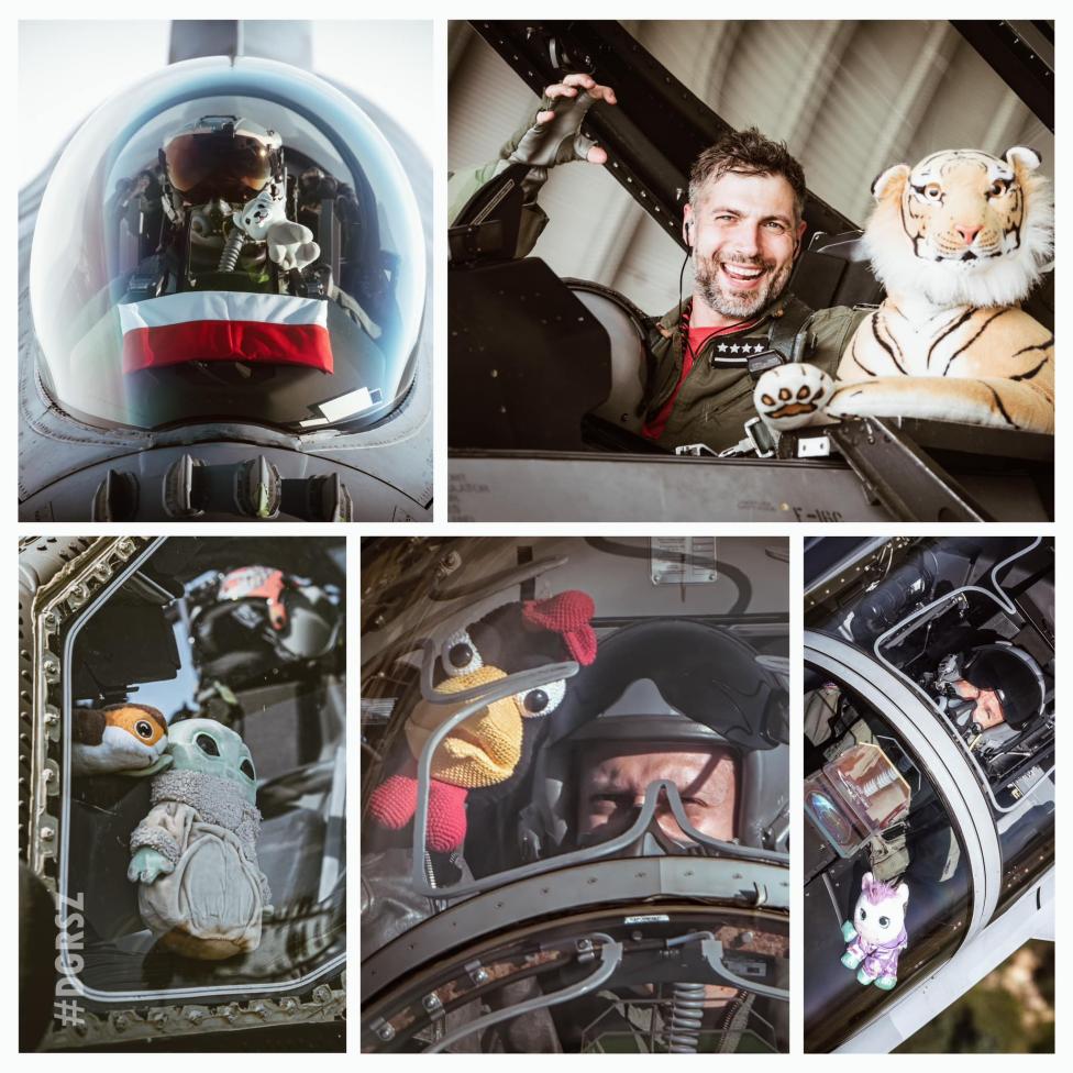 Polscy lotnicy i ich przynoszące szczęście maskotki (fot. DGRSZ)