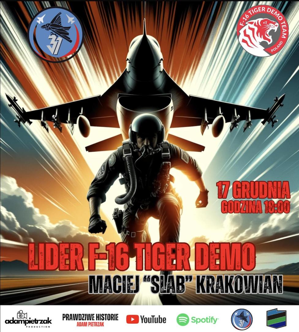 Internetowy premierowy pokaz filmu "Lider F-16 Tiger Demo" (fot. Adam Pietrzak PrawdziweHistorie, Facebook)