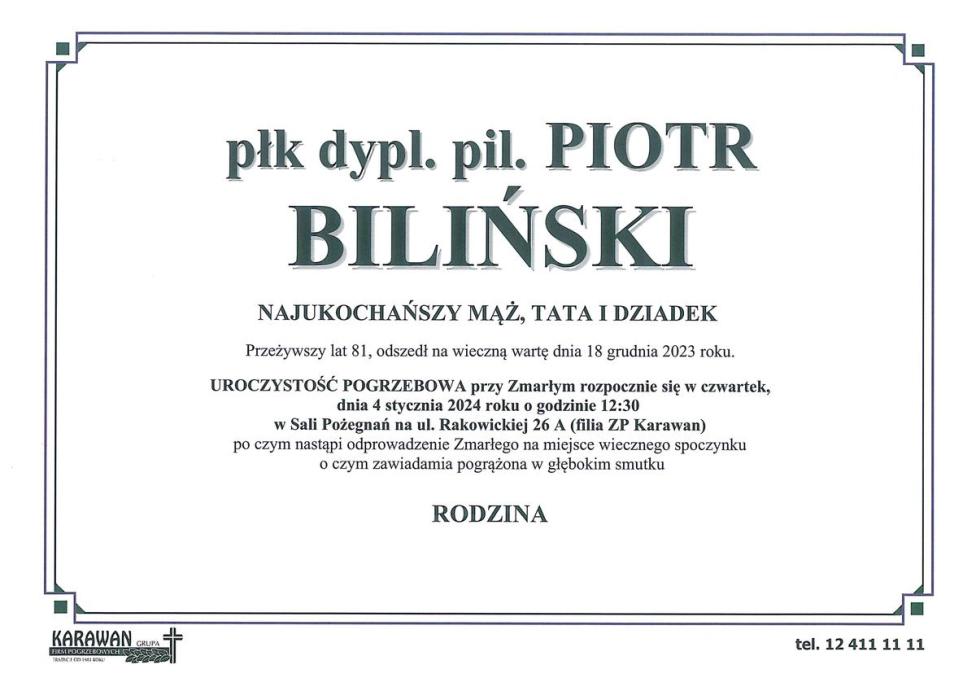Klepsydra pilot Piotr Biliński