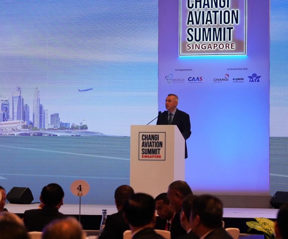 Changi Aviation Summit w Singapurze - przemawia Willie Walsh (fot. IATA)