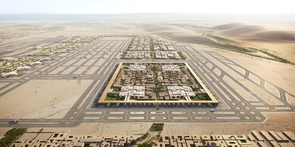 Międzynarodowy Port Lotniczy Króla Salmana w Rijadzie - wizualizacja (fot. Foster + Partners)