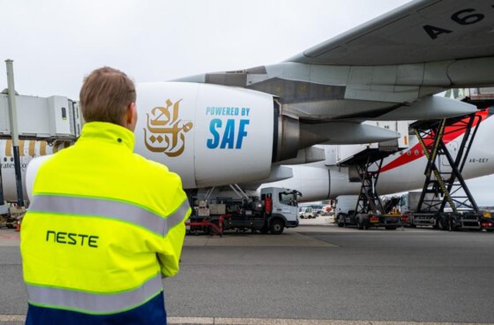 Silnik samolotu linii Emirates zasilany SAF (fot. Emirates)
