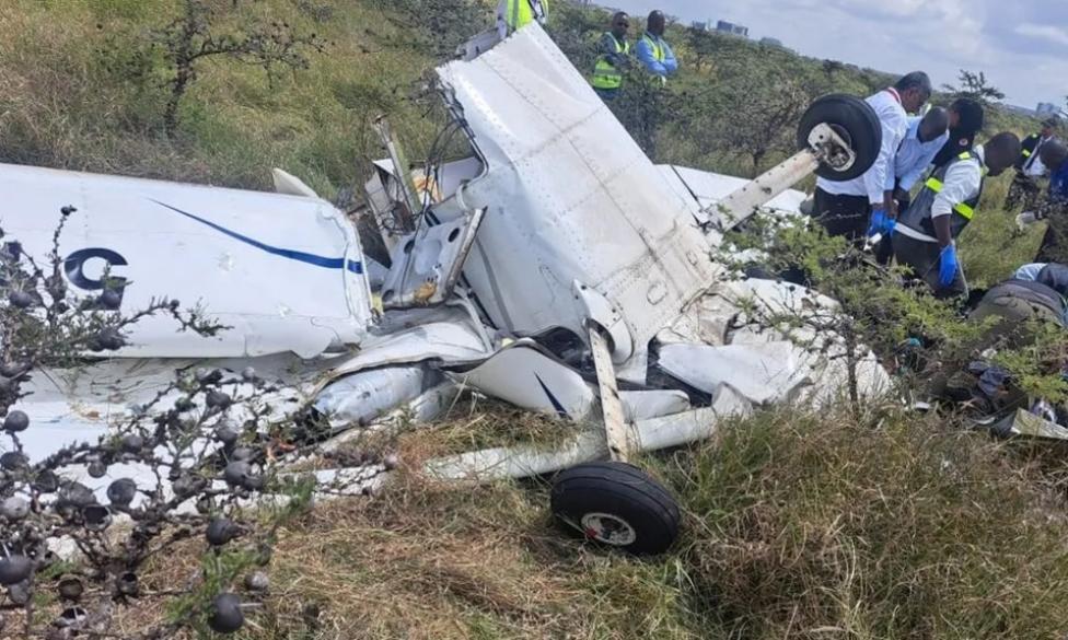 Wypadek Cessny 172 w Kenii, fot. BBC