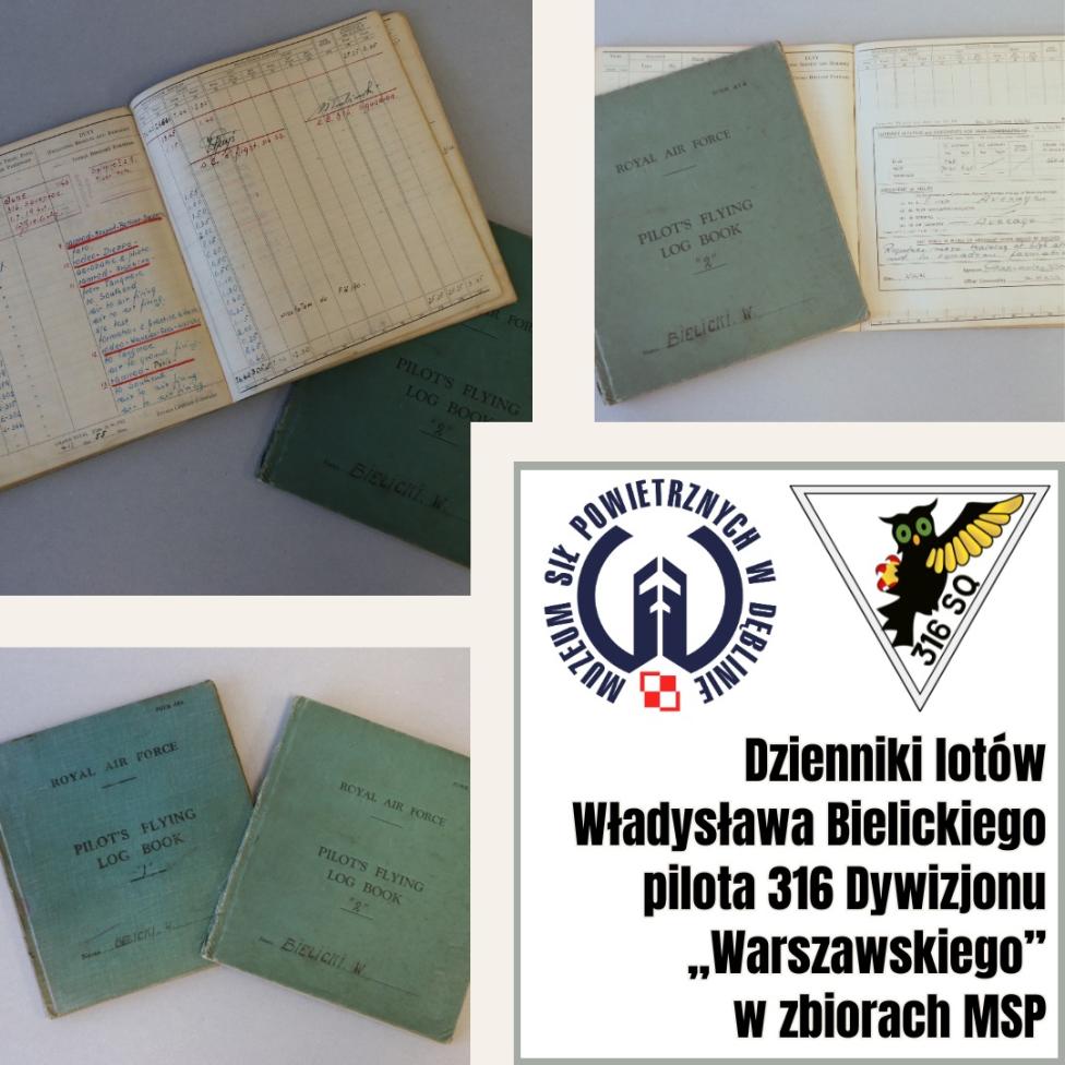 Dzienników lotów Władysława Bielickiego, pilota 316 Dywizjonu Lotnictwa Myśliwskiego "Warszawskiego" (fot. Muzeum Sił Powietrznych)