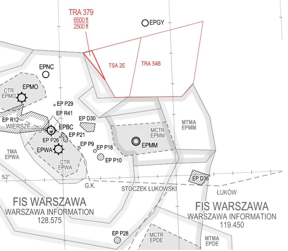 Strefa Czasowo Rezerwowana celem zabezpieczenia lotów szybowcowych Aeroklubu Warszawskiego