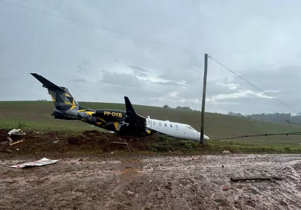 Wypadek Learjeta 75 w Brazylii, fot. Social Networks Reproduction