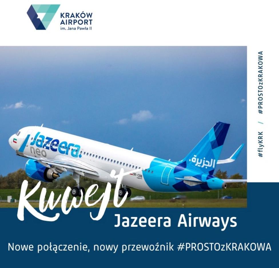 Jazeera Airways będzie obsługiwał bezpośrednie loty z Krakowa do Kuwejtu (fot. Port Lotniczy Kraków)