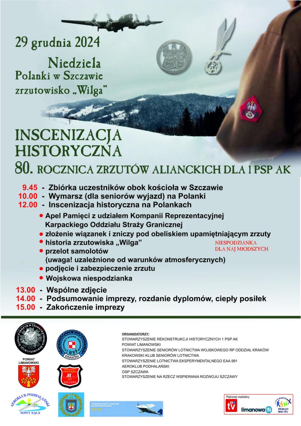 Obchody 80. Rocznicy Zrzutów Alianckich dla 1 PSP AK (fot. Stowarzyszenie Rekonstrukcji Historycznych 1 PSP AK)