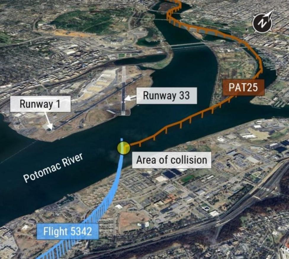 Wizualizacja katastrofy w Waszyngtonie, fot. NTSB