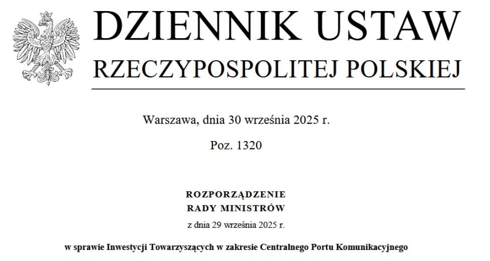 Dziennik Ustaw RP_09_2025_inwestycje w Centralny Port Komunikacyjny Dziennik Ustaw RP_09_2025_inwestycje w Centralny Port Komunikacyjny