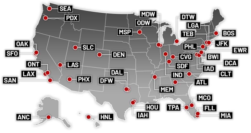 Lista portów lotniczych w USA z ograniczeniami funkcjonowania, fot. OPS Group