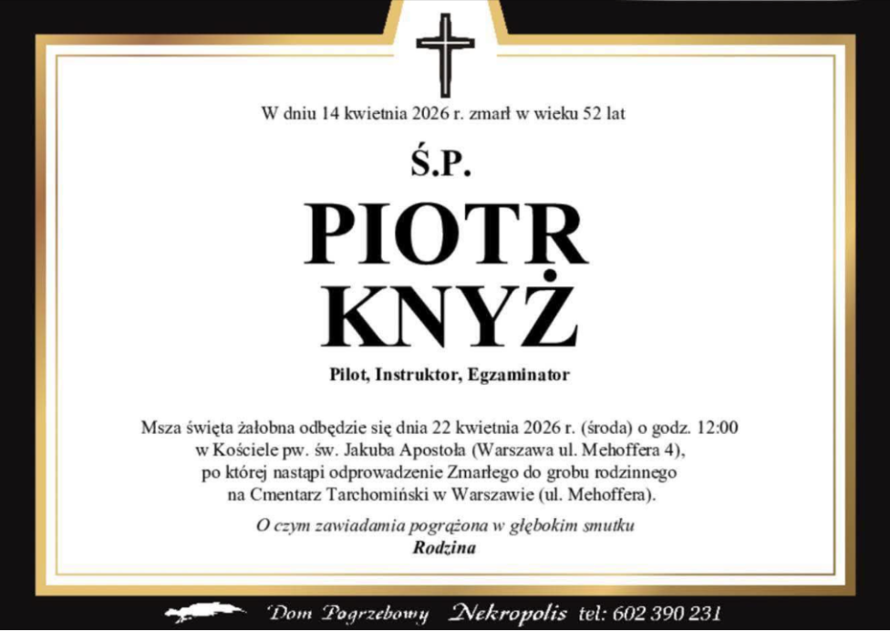Piotr Knyż - nekrolog (fot. Dom Pogrzebowy Nekropolis)