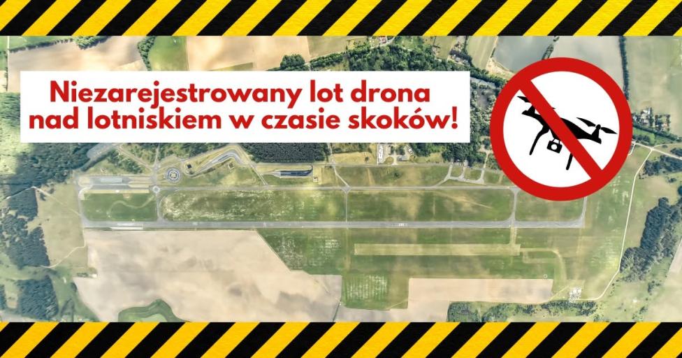 Niezarejestrowany lot drona nad lotniskiem w czasie skoków, fot. Sky Camp