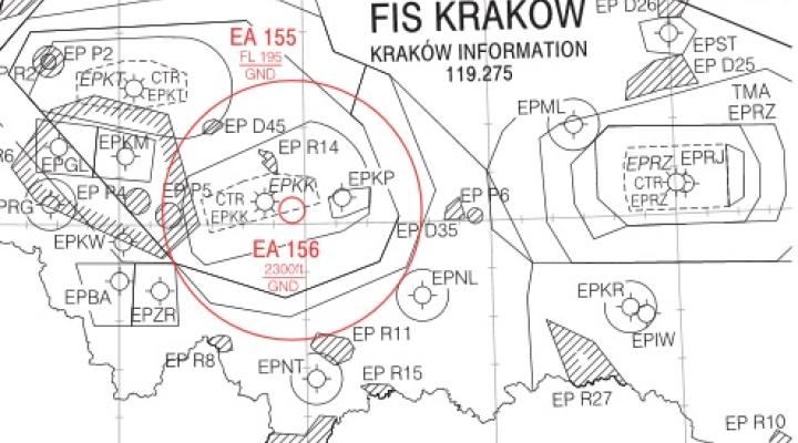 Rejon ograniczeń lotów ze względu na sesję Unesco w Krakowie