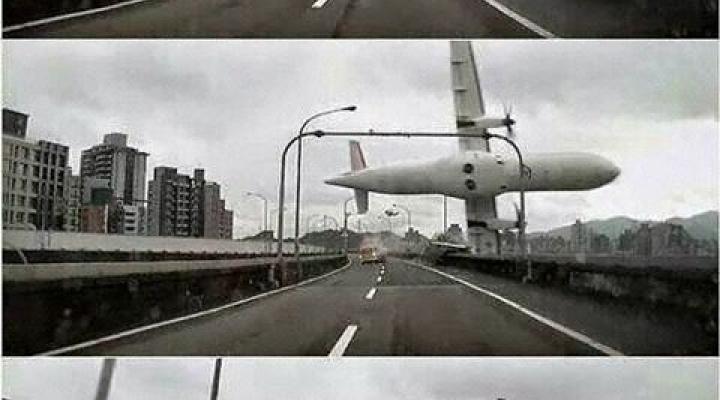 Samolot ATR linii TransAsia Airways w momencie katastrofy na Tajwanie