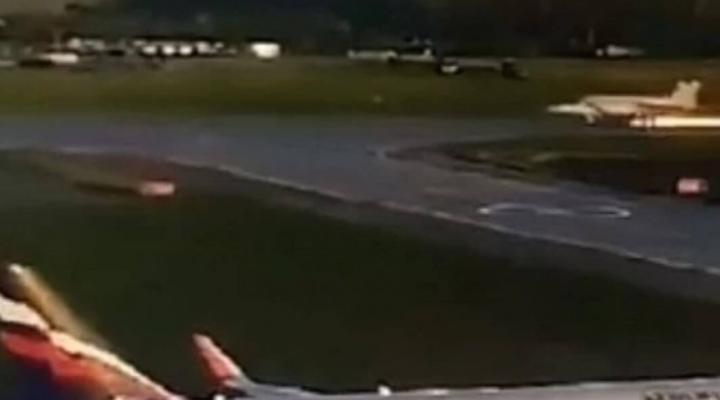 Lądowanie MiG-31 na cywilnym lotnisku bez koła podwozia, fot. youtube