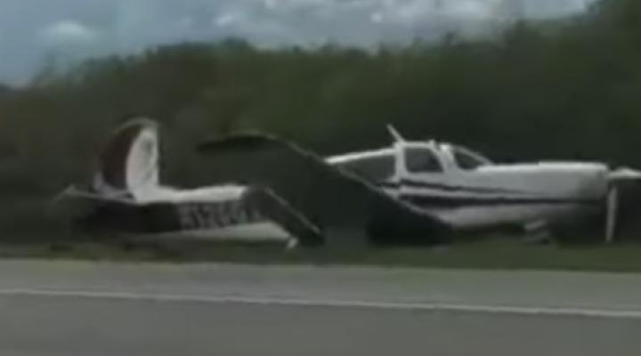 Awaryjne lądowanie na autostradzie, fot. youtube