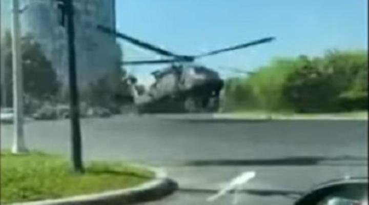 Awaryjne lądowanie śmigłowca Black Hawk w Bukareszcie, fot. youtube