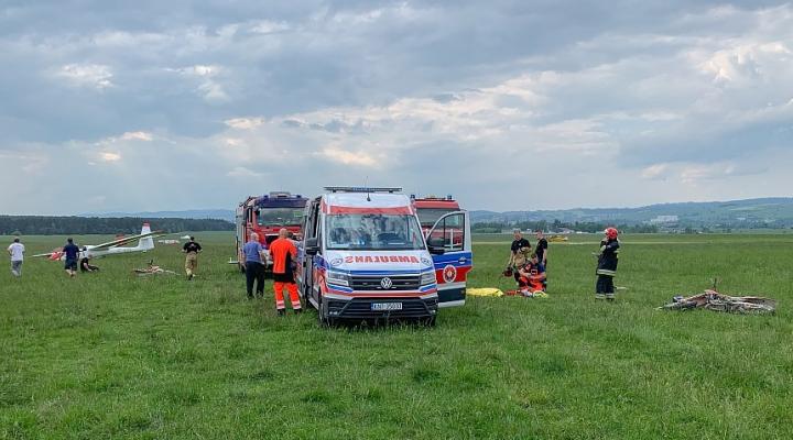 Wypadek na lotnisku w Nowym Targu, fot. Michał Adamkowski