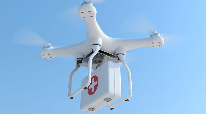 Dron przenoszący osprzęt medyczny, fot. Nevada Institute for Autonomous Sysytems