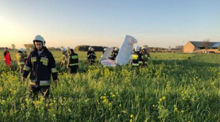 Wypadek samolotu k/Kłodawy, fot. OSP w Kłodawie