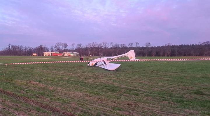 Wypadek samolotu Pipistrel Alpha, fot. PSP Łódź 