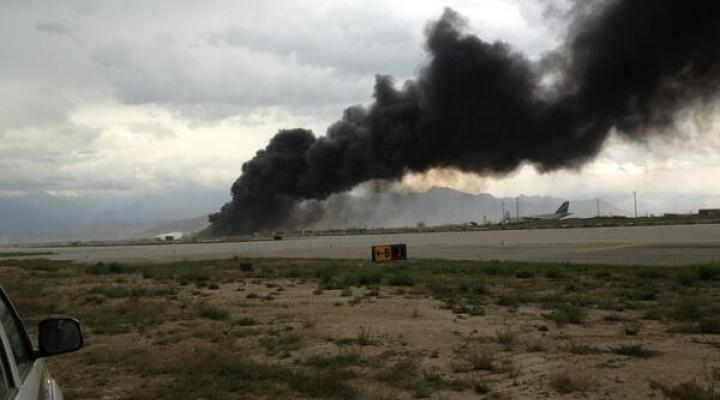 Afganistan: miejsce katastfory B747 w Bagram, fot. Twitter