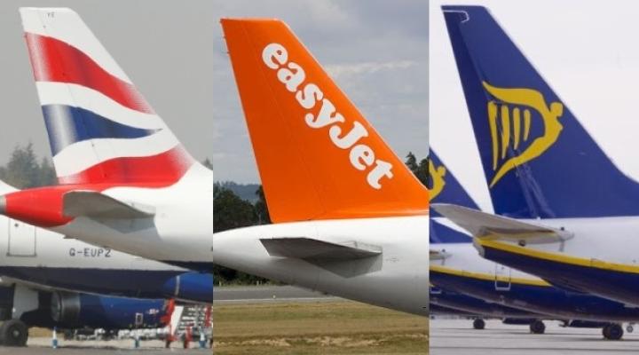 British Airways, easyJet i Ryanair - ogony samolotów