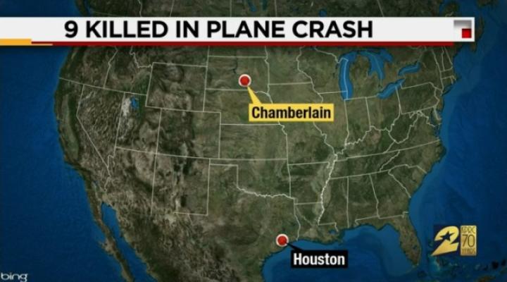 Chamberlain w stanie Dakota Południowa - miejsce katastrofy Pilatus PC-12 (fot. kadr z filmu na youtube.com)