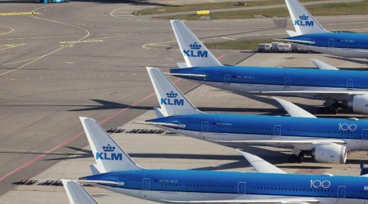 Flota samolotów należących do KLM na płycie lotniska (fot. LVNL/blog.klm.com)