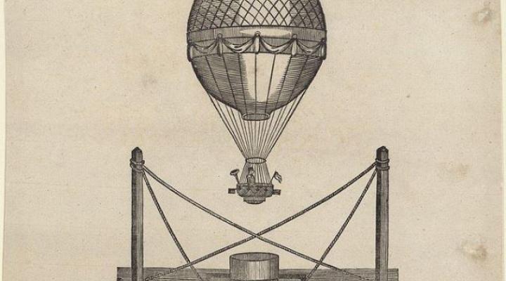Fragment afisza z 1808r. - lot balonowy Jordakiego Kuparentki (fot. Jordaki Kuparentko 1808/Domena publiczna/Wikimedia Commons)