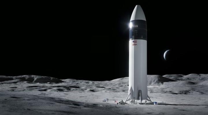 Projekt lądownika SpaceX Starship, który przeniesie pierwszych astronautów NASA na Księżyc (fot. SpaceX)