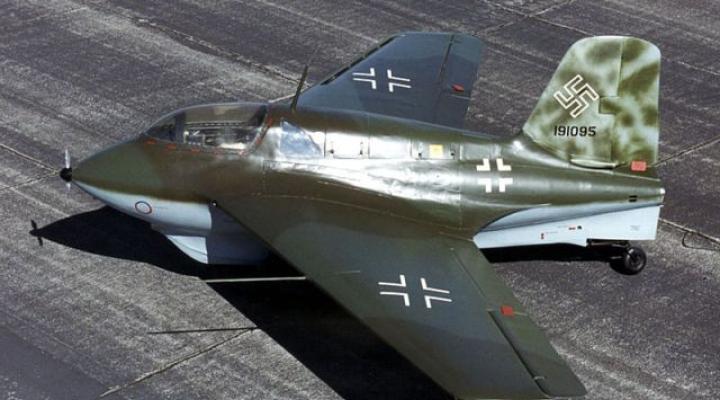 Messerschmitt Me 163B w National Museum of the United States Air Force (fot. USAF-Domena publiczna-Wikimedia Commons)
