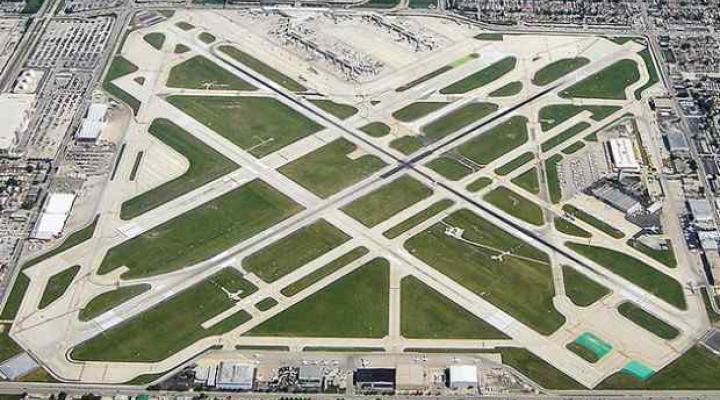 Widok ogólny na lotnisko w Chicago