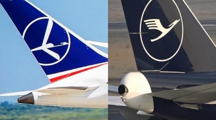 PLL LOT i Lufthansa - logo na ogonie samolotu (fot. PLL LOT/youtube.com)