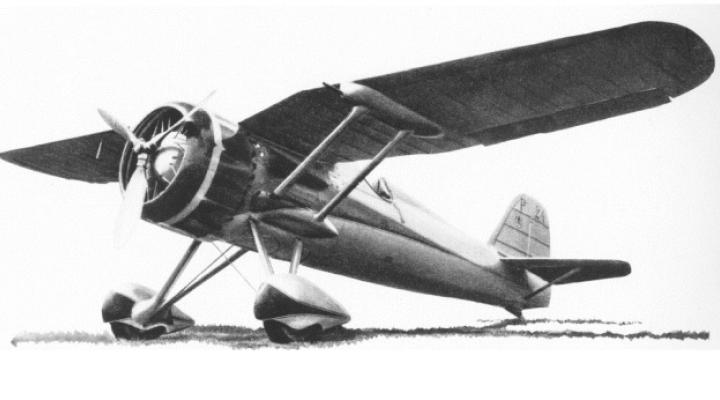 PZL P.24 z płatem Puławskiego (fot. "Polska lotnicza", Warsaw 1937/Domena publiczna/Wikimedia Commons)