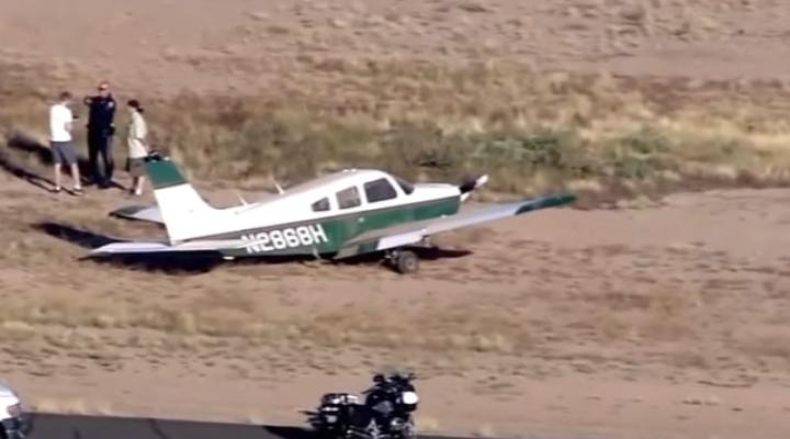Piper PA-28-181 Archer II po zderzeniu ze śmigłowcem w Arizonie (fot. kadr z filmu na youtube.com)