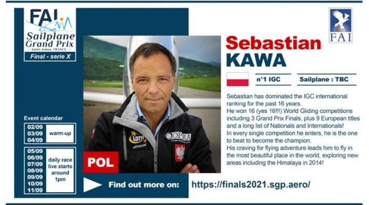 Sebastian Kawa reprezentuje Polskę na 10. Finale FAI Sailplane Grand Prix we Francji (fot. finals2021.sgp.aero)