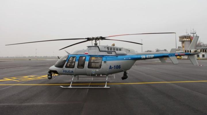 Śmigłowiec Bell-407 GXi wielkopolskiej policji na płycie lotniska (fot. KWP w Poznaniu)