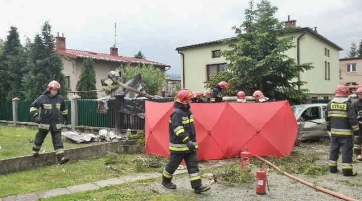 Wypadek samolotu w Bielsku - Białej, fot. Mirosław Jamro, www.bielsko.biala.pl