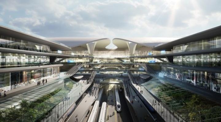 Projekt Centralnego Portu Komunikacyjnego w wykonaniu Zaha Hadid Architects z Wielkiej Brytanii (fot. CPK)