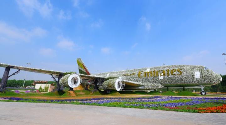 Największa na świecie instalacja kwiatowa w formie samolotu (fot. Emirates)
