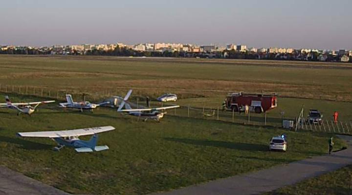 Wypadek szybowca na lotnisku Warszawa Babice.