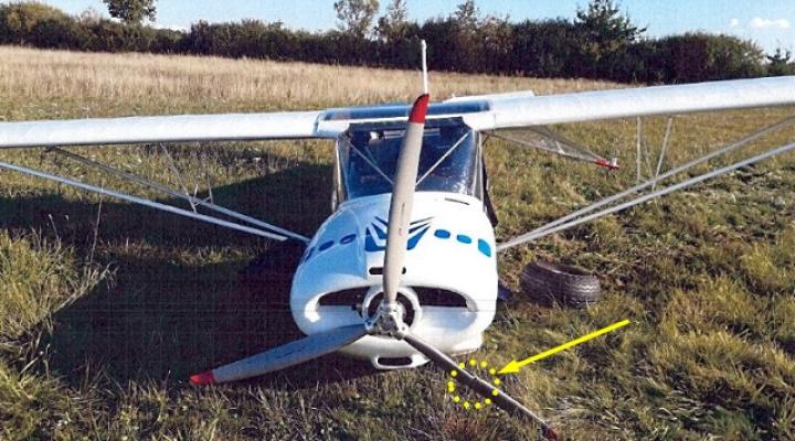 Wypadek samolotu ultralekkiego Aeropro Fox, fot. PKBWL