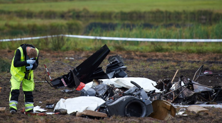 Miejsce katastrofy śmigłowca Robinson R44, który rozbił się 13.09.2013, fot. Adam Warżawa